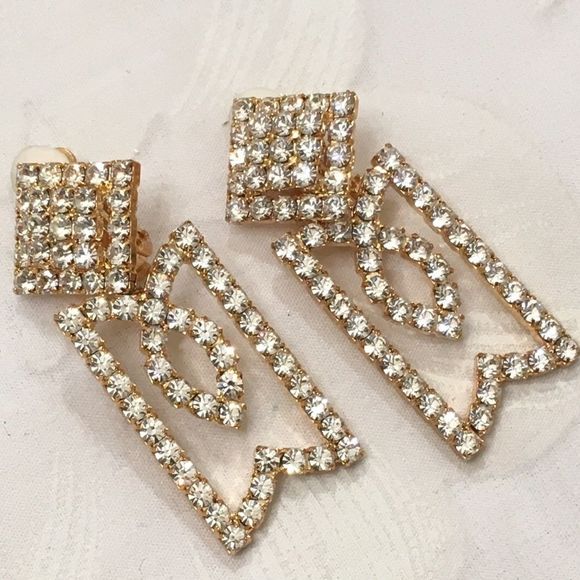 Vintage Gold Earrings With Swarovski Stones - Picture 7 of 8